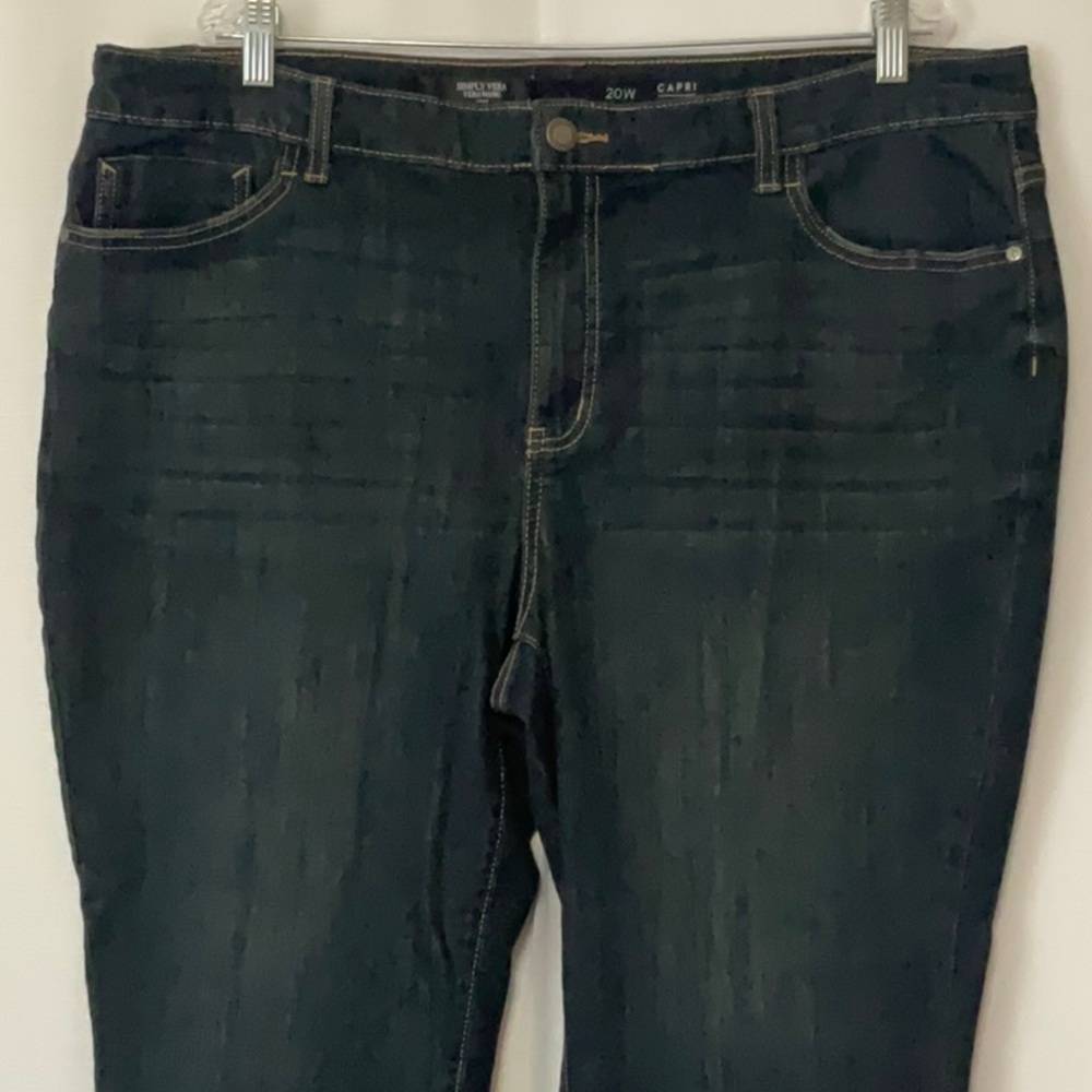 Simply Vera Vera Wang Women’s Dark Blue Mid Rise Denim Capri Size 20W - Picture 3 of 14